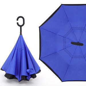 Parapluie de voiture manuel anti-vent à double couche avec poignée en caoutchouc inversée en forme de C, motif fleurs de rose - Product Image 6