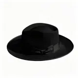 Black Striped <b>Fedora</b> <b>Hat</b> Adjustable Brim Wool Blend Unisex Bowknot Band Casual Outdoor Travel Cap - Product Image 2