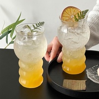 Glazen beker met opdruk, transparant, 'bubble juice'-design, Koreaans, schattig, herbruikbaar, voor koffie, latte, etc., voor cafés.