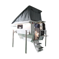 Module de camping escamotable pour pick-up, 3 couchages, avec douche, toilettes, cuisine, réfrigérateur et panneaux solaires