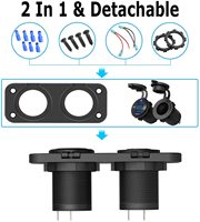 Enchufe USB Doble de 12V/24V para Montaje en Panel con Voltímetro LED e Interruptor Táctil para Auto y Barco
