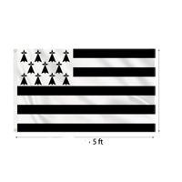 Drapeau régional français personnalisé OEM Bretagne 90x150cm 3x5ft en polyester noir et blanc pour extérieur - Drapeau de Gwenn Ha Du