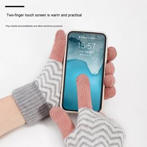 Clearance Sale Women's Thickened Double Layer Warm Solid Color Short Style Knitted <b>Gloves</b> Fleece Lining <b>Touchscreen</b> Daily Skiing - Product Image 3