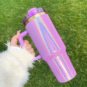 Blank Sublimation Gloss <b>Mirror</b> Shimmer Glitter Gold Plated 40oz Tumbler for Laser Engraved - Product Image 3