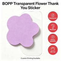 Autocollants personnalisés en BOPP transparents autocollants en forme de fleur, autocollants de remerciement pour l'emballage des sacs en papier de soie