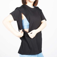 KM002 Directo de Fábrica, Cierre Lateral, Talla AU, Ropa de Lactancia, Blusas de Maternidad, Camisetas de Maternidad de Modal y Algodón