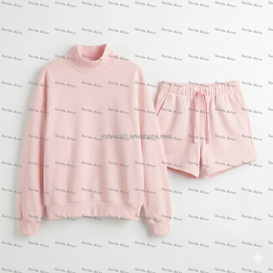 เสื้อสเวตเชิ้ตคอเต่าแบบหนา ผ้าเฟรนช์เทอร์รี่ ทรงโอเวอร์ไซส์ พร้อมกางเกงขาสั้น ชุดเซ็ตสองชิ้นสำหรับเด็กและผู้ใหญ่ สำหรับฤดูหนาว - Product Image 2