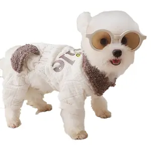 Vêtements pour chiens garder au chaud col en fourrure matelassée manteau de veste pour chien avec anneau de laisse hiver et automne échantillon de porte manteau de veste pour chien