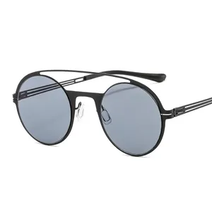 I più nuovi occhiali da sole rotondi in acciaio inossidabile con gambe a molla occhiali da sole da donna all'ingrosso occhiali da sole occhiali da sole occhiali personalizzati