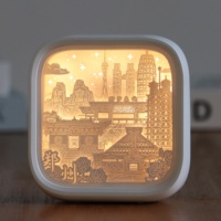 Lampe de nuit LED rechargeable durable avec boîte à ombres, sculpture en papier 3D, décoration souvenir de voyage personnalisée, cadeau artistique