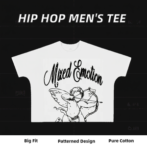 Camiseta Oversize de Hip Hop para Hombre, 100% Algodón Tejido, 260 Gramos, Manga Larga, Cuello Redondo, Largo Regular, Estampado - Product Image 3