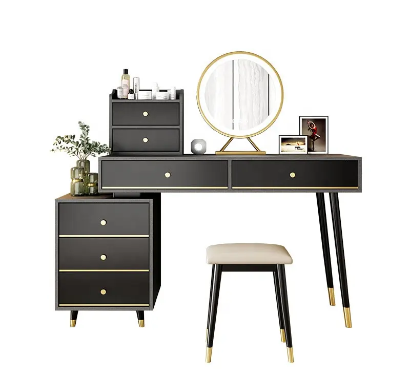 VIC Black dressing table modern simple storage cabinet dressing table integrated small unit dressing table with makeup mirror