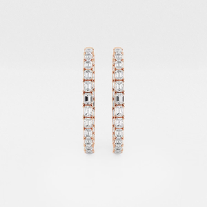 Elegant 1 1/2 Ctw Princess Lab Grown Diamond Channel Set <b>Hoop</b> <b>Earrings</b> With Brilliant Sparkle Ethical Luxury Jewelry For Women - Product Image 1