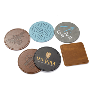 Nuevo Posavasos de Cuero PU con Impresión Serigrafiada, Posavasos Promocional de Cuero PU - Product Image 5