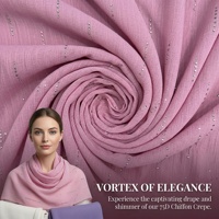 Voiles musulmans en tissu écologique, soie argentée froissée, crêpe georgette, tissu à reflets irréguliers, chiffon rose