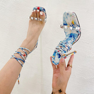 Zapatos de Mujer Sexys con Cordones, <span class=keywords><strong>Sandalias</strong></span> de Tacón Alto Frescas y Modernas para el Verano, Combinan con Todo - Product Image 3