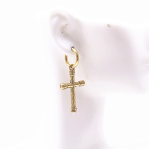 Pendientes de clip con cruz dorada yunnique, diseño geométrico de acero de titanio, joyería unisex estilo Hip Hop, accesorio de moda - Product Image 4