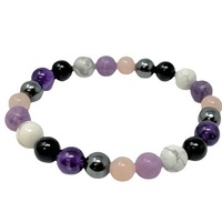 Bracelets en pierres naturelles en gros, obsidienne noire, yeux d'hématite, bracelet élastique, bijoux de mode, cadeau