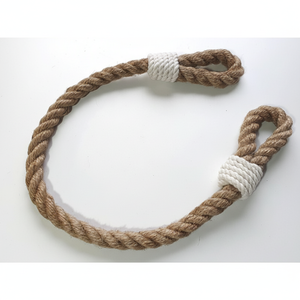 Attache de rideau en corde de jute naturelle avec détails en coton blanc, décoration de fenêtre rustique et moderne, longueurs personnalisées disponibles - Product Image 1