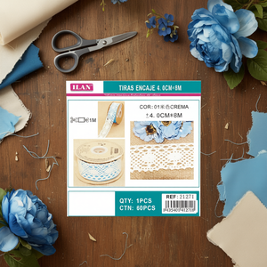 Strisce di pizzo Ilan 4,0 cm x 8 m colore crema per artigianato e decorazioni - Product Image 2