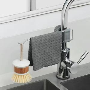 Stainless Steel Faucet <b>Holder</b> Rotatable <b>Kitchen</b> Dishcloth Towel Rack Sink Storage L Shape - Product Image 1