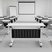 Table de bureau pliante en promotion, bureau mobile de formation, table de conférence portable combinée, bureau d'étude et de formation avec roulettes et tiroir