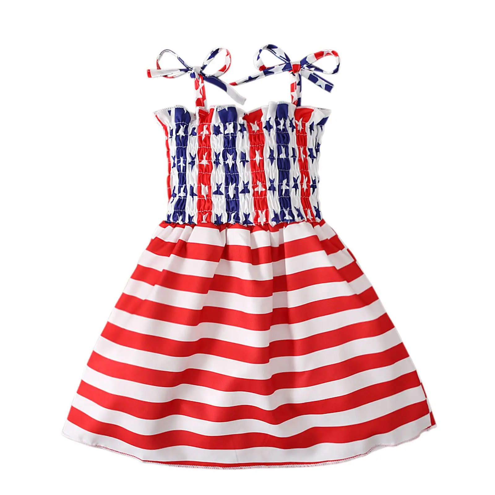 فستان مخصص للاحتفال بيوم الاستقلال الامريكي 4 يوليو فستان احمر مخطط بنجوم للفتيات الصغيرات ملابس اناث ملابس بوتيك للفتيات
