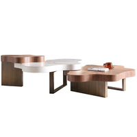 Ensemble Table Basse Créative et Tendance, Salon Moderne Simple, Table Basse Irrégulière Italienne pour Petit Appartement en Bois Massif