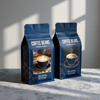 Sacs d'emballage de café personnalisés avec valve de ventilation unidirectionnelle, sac en aluminium à fond plat, sac épais pour grains de café, qualité alimentaire