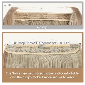 AliExpress Vente Flash Perruque à cheveux en ruban adhésif pour femme, sans trace, à clipser, double trame, style européen - Product Image 2