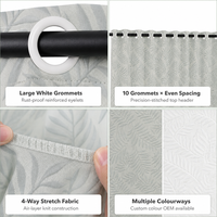 Rideau de douche Air Layer extensible dans 4 directions, motif feuille, 183x183cm, 140GSM, 10 œillets, tissu texturé, décoration de salle de bain