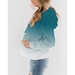 Sweat à capuche surdimensionné pour femme, manches longues, couleur unie, tricoté, respirant, vêtement d'automne avec poches, coupe régulière, blanc et noir - Product Image 4