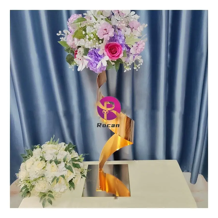 Tavolo pilastro decorativo vaso alto colonna d'oro centrotavola Stand decorazioni per la tavola di nozze