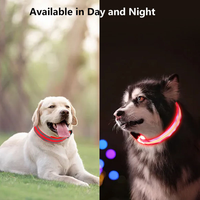 Collier LED pour chien, rechargeable par USB, réfléchissant, réglable, en polyester, avec fermeture à boucle, pour la sécurité nocturne, vente en gros