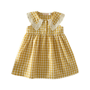 Vestido de princesa a cuadros sin mangas para niñas, vestido informal con volantes para verano - Product Image 2