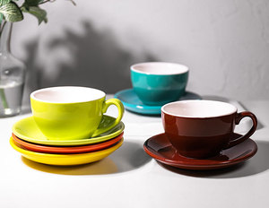 Gelas Keramik Grosir Cangkir Putih dengan Piring Teh Espresso Kopi Cangkir Teh dan Set Piring - Product Image 5