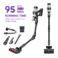 Aspirateur balai sans fil 600W, autonomie 95 min, écran tactile intelligent, aspirateur à main avec brosse pour poils d'animaux pour tapis/animaux