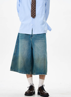 Shorts en jean tissé trois-quarts pour homme, coupe droite, style streetwear décontracté, boutonnés, en denim mi-épais, 100 % coton, collection Printemps-Été 2026