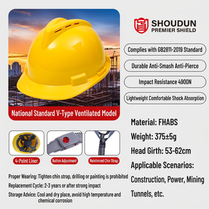 Casco de Seguridad Tipo V, Casco de Trabajo FHABS para Construcción, Forro Interior de 4 Puntos, Correa de Barbilla Ajustable - Product Image 4