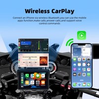 Écran tactile portable 7 pouces pour moto avec CarPlay et Android Auto, résolution 1024x600, support USB pour guidon, TPMS, multimédia