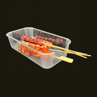 Plateau de rangement alimentaire transparent en PET de haute qualité pour hot pot, barbecue, brochettes, usage commercial pour buffet et traiteur