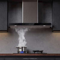 Hotte de cuisine ventilée à capteur tactile OEM avec commande gestuelle, filtre à charbon breveté, boîtier en acier inoxydable pour usage hôtelier