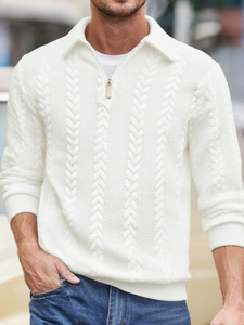 Suéter Masculino Popular com Gola de Zíper, Suéter Casual em Jacquard, Moda, Suéter de Malha de Manga Longa - Product Image 6