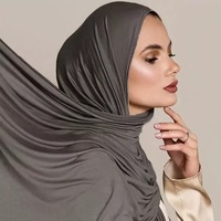 Écharpe longue en coton mercerisé tricoté de couleur unie pour femme, best-seller transfrontalier, avec ourlet en jersey de viscose, 170 cm, toutes tailles
