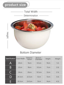 Atacado Grande Capacidade Pintura Spray Finish 304 Aço Inoxidável Colorido Tigela De Mistura Salada Serving Bowl - Product Image 5