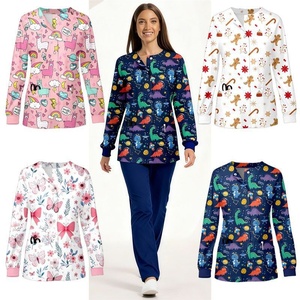 เสื้อสครับแพทย์แขนยาวพิมพ์ลายใหม่พร้อมส่ง ยูนิเซ็กซ์ ผ้าแห้งเร็ว อุ่นสบาย ยืดหยุ่นได้ดี ผ้าด็อบลี่ สแปนเด็กซ์ ไซส์ XL - Product Image 1