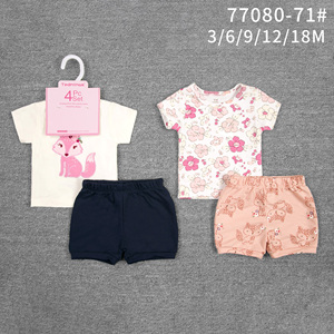 Abbigliamento Estivo per Bambini Tedmimak, Set 4 Pezzi in Cotone Comodo e Casual con Stampa Animalier per Neonati di 6 <span class=keywords><strong>Mesi</strong></span>, Maniche Corte - Product Image 3