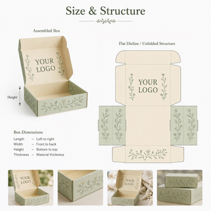 Own Factory <b>Hot</b> Selling Custom Logo Foldable Eco Friendly Sage Green Corrugated Mailer Boxes for Apparel Cosmetics Food & Gifts - Product Image 5