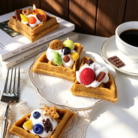 Bougie parfumée artisanale en cire de soja, en forme de gaufre réaliste, pour décoration intérieure, accessoire photo, cadeau d'anniversaire, nouveauté