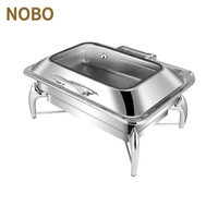 Chauffe-Plat Rectangulaire Hydraulique en Acier Inoxydable 9L Doré de Luxe pour Buffet et Traiteur